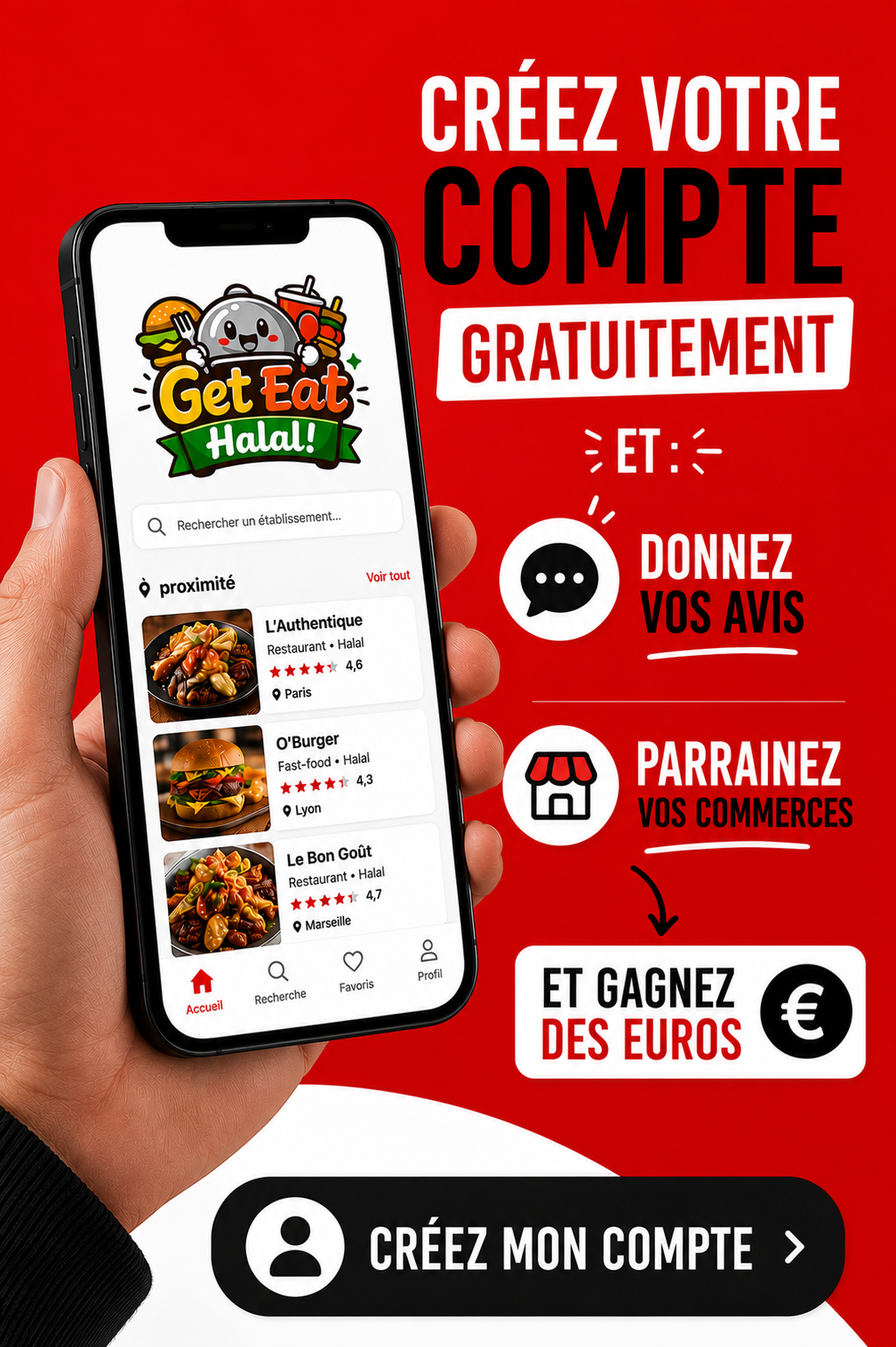 Get Eat Halal - Créez votre compte utilisateur